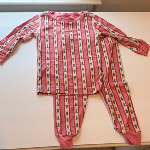 Hanna Andersson Pink and Green Christmas Striped Pajama Set